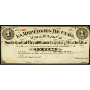 1869 Cuba 1 Peso Junta Central Republicana Cuba-Puerto Rico Serie U